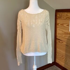 Mossimo Cream Crochet Knit Long Sleeve Sweater Extra Small